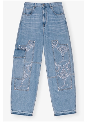 Broderie Anglaise denim carpenter jeans Light Blue Stone J1695 Ganni 